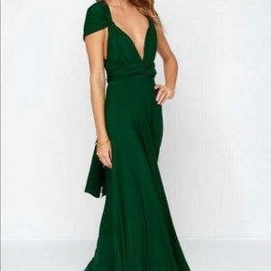 Lulus Tricks of the trade forest green maxi dress